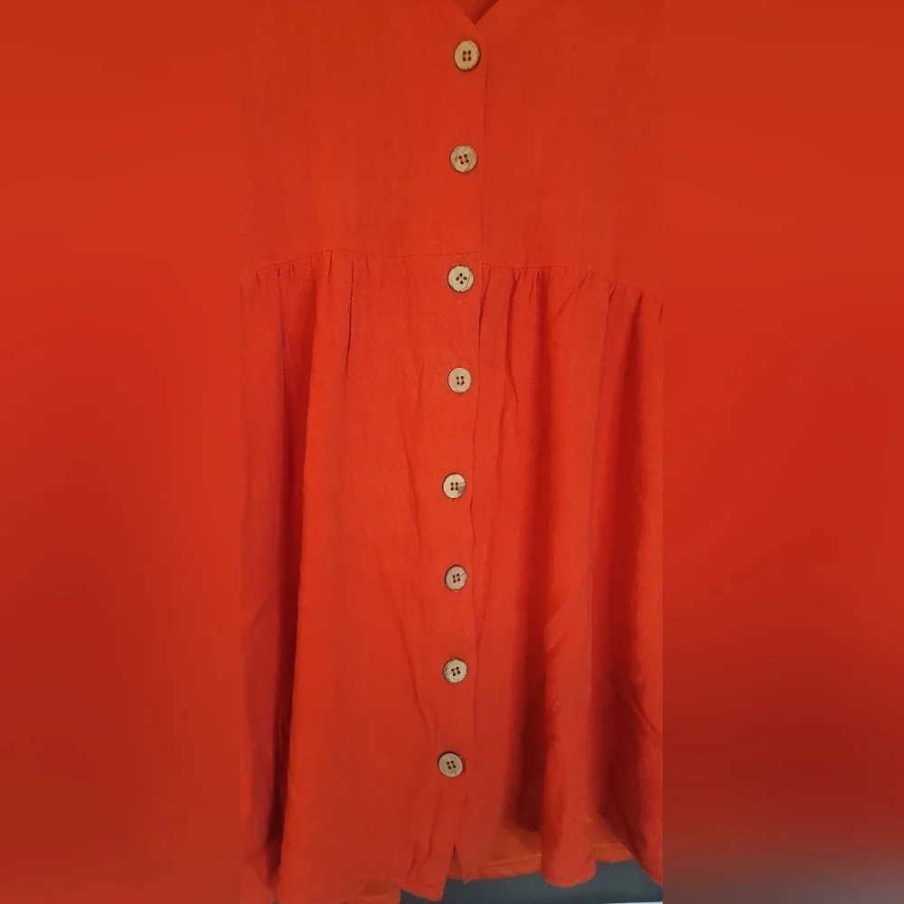 *NEW IN* Viscose And Linen Layered Dress With Pockets And Wooden Buttons Sz M - Picture 5 of 13